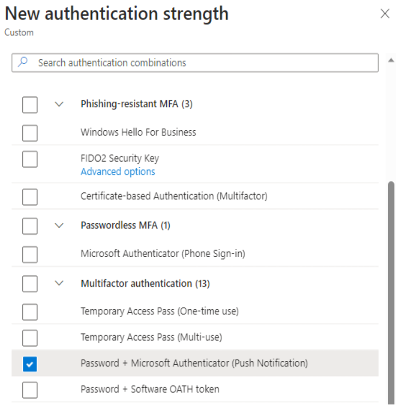 new authentication strength