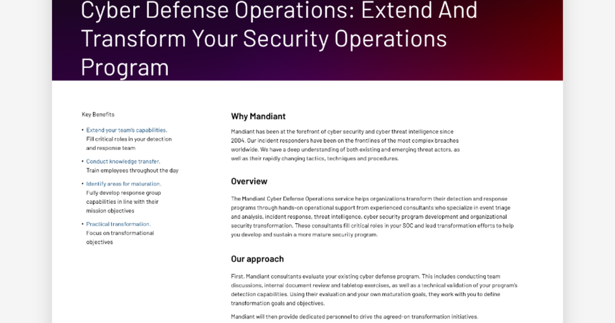 CYBER DEFENSE OPERATIONS | Mandiant